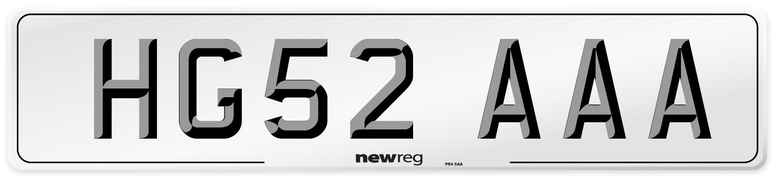 HG52 AAA Number Plate from New Reg